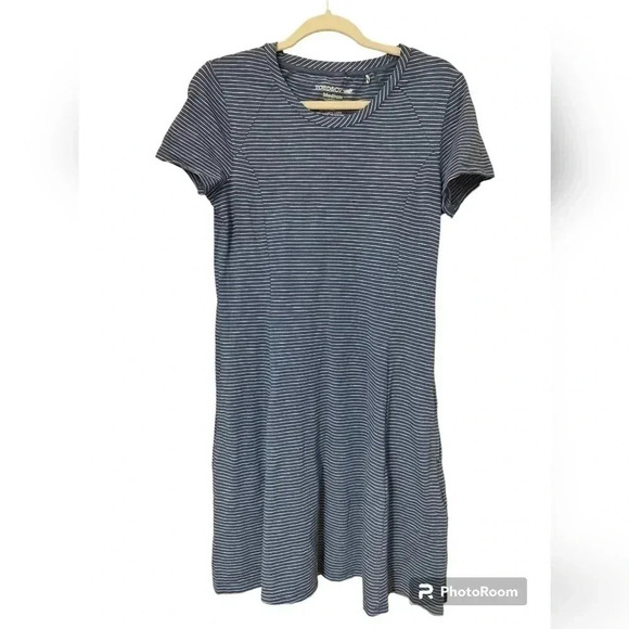 Toad&Co Marley blue striped A line minidress - Picture 2 of 4